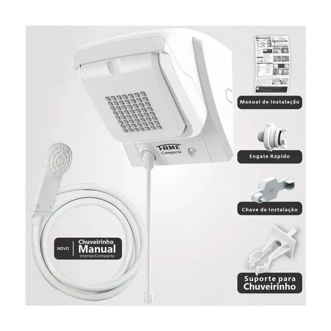 Chuveiro Ducha Compacta Eletrônica Branco 220V 6.500W Fame