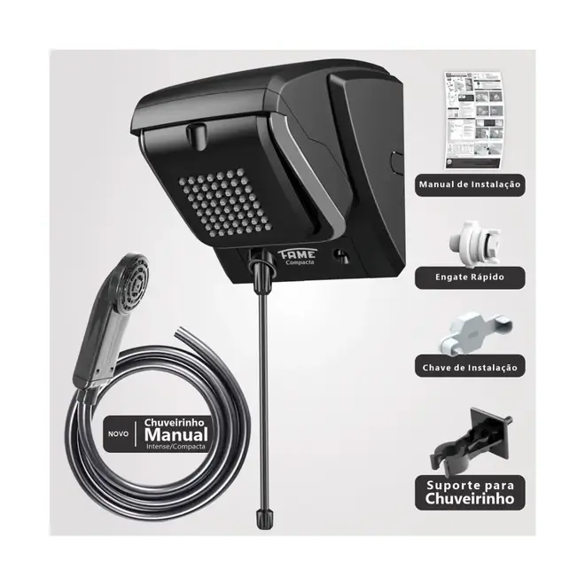 Chuveiro Ducha Compacta Eletrônica Preta 220V 7.800W Fame