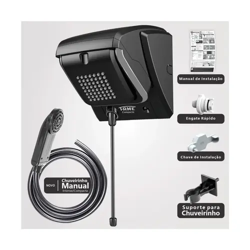 Chuveiro Ducha Compacta Eletrônica Preta 220V 7.800W Fame