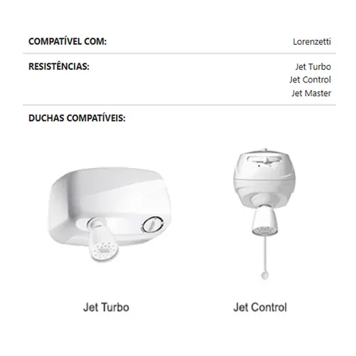 Resistência para Lorenzetti Jet 7800W 220V Pratimix