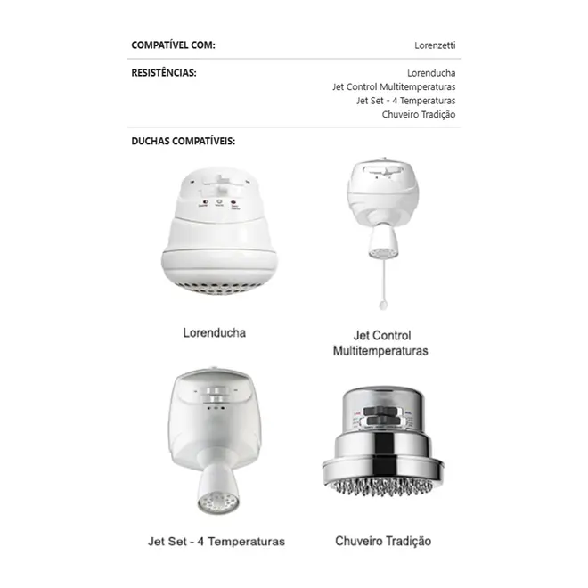 Resistência para Lorenzetti Tradição 4T 6800W 220V Pratimix
