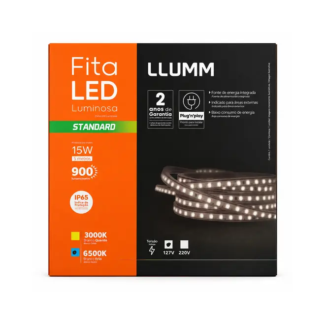 Fita Led Standard HV 5 Metros 15W/m 6500K LLUMM