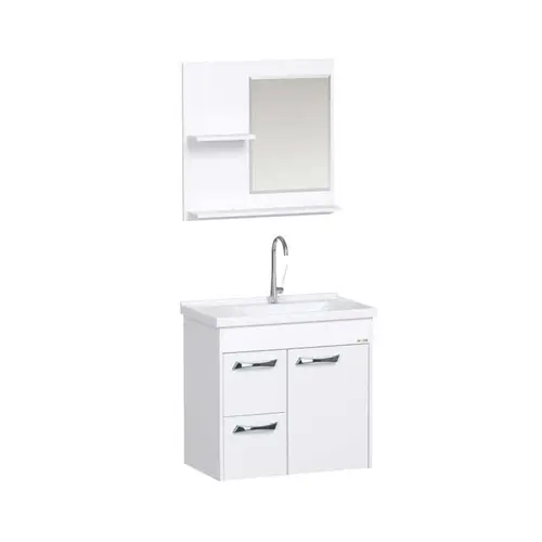 Kit Gabinete Banheiro Genova 55,4cm Branco  AJR