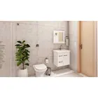Kit Gabinete Banheiro Genova 55,4cm Branco  AJR