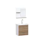 Kit Gabinete Banheiro Roma 55cm Nogal Ajr