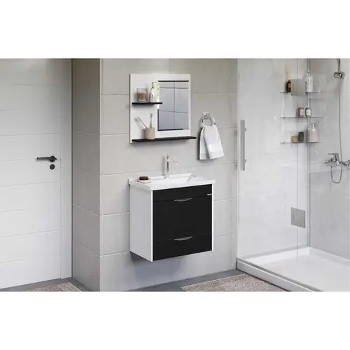 Kit Gabinete Banheiro Roma 55cm Preta Ajr