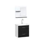 Kit Gabinete Banheiro Roma 55cm Preta Ajr