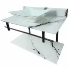 Lavabo Com Cuba Rubineto 70x40 Branco Marmorizado Dulluc