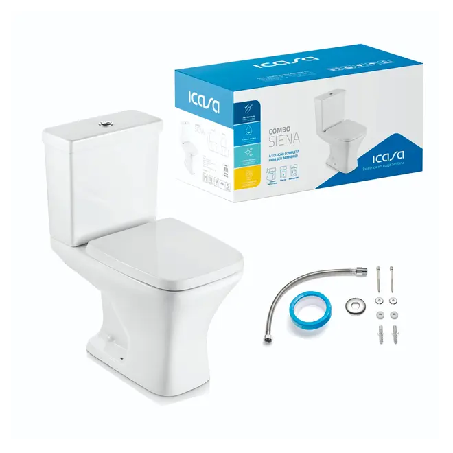 Combo Siena Branco Bacia com Caixa Acoplada Icasa