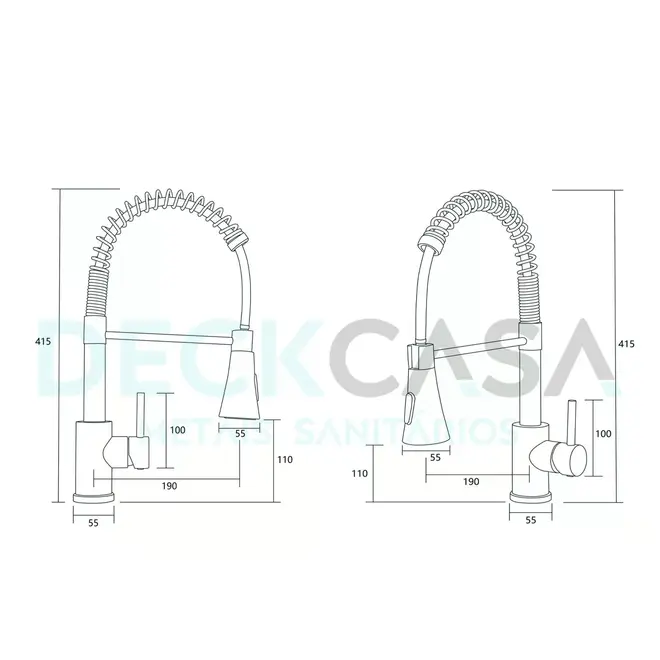 Torneira Monocomando Gourmet para Cozinha com Ducha Cromada Deckcasa