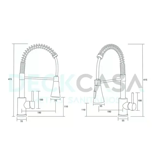 Torneira Monocomando Gourmet para Cozinha com Ducha Cromada Deckcasa