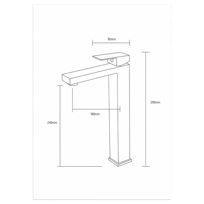 Torneira Monocomando para Lavatório Alta 6036 Quadrada Cromada Deckcasa