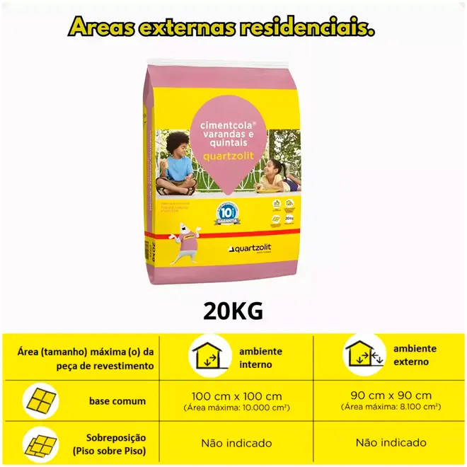 Argamassa Varandas e Quintais Cinza 20kg Quartzolit
