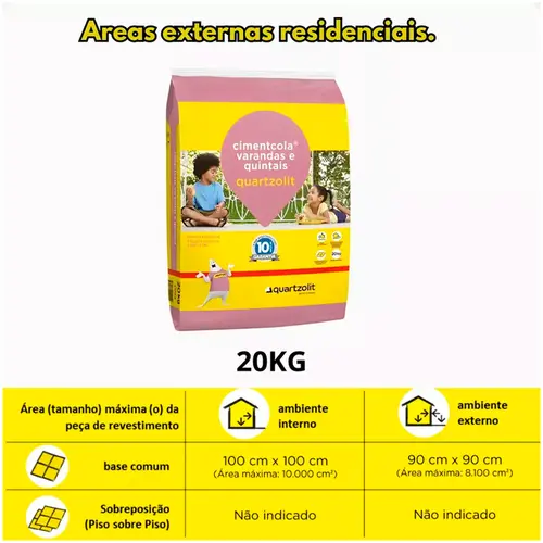 Argamassa Varandas e Quintais Cinza 20kg Quartzolit
