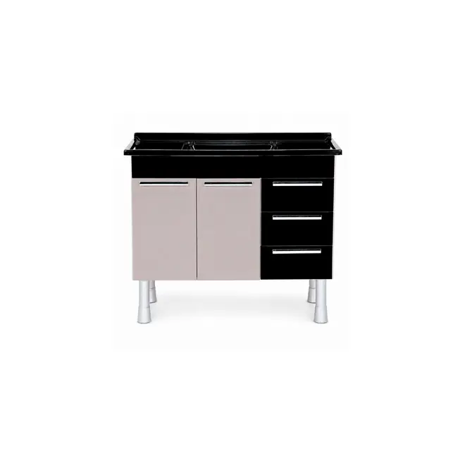 Gabinete de Cozinha Pratik 1,14 Preto/Nude Corso