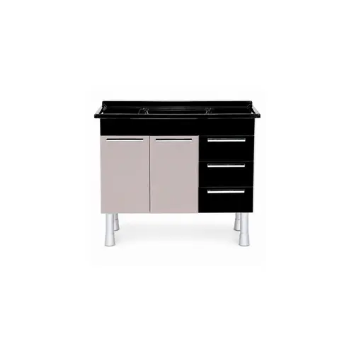 Gabinete de Cozinha Pratik 1,14 Preto/Nude Corso