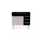 Gabinete de Cozinha Pratik 1,14 Preto/Nude Corso