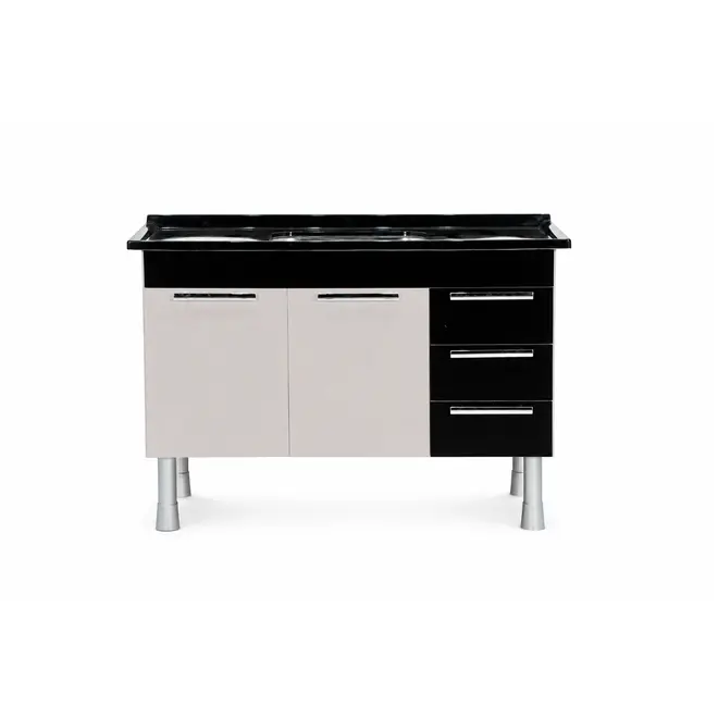 Gabinete de Cozinha Pratik 1,44 Preto/Nude Corso