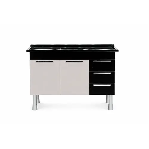 Gabinete de Cozinha Pratik 1,44 Preto/Nude Corso