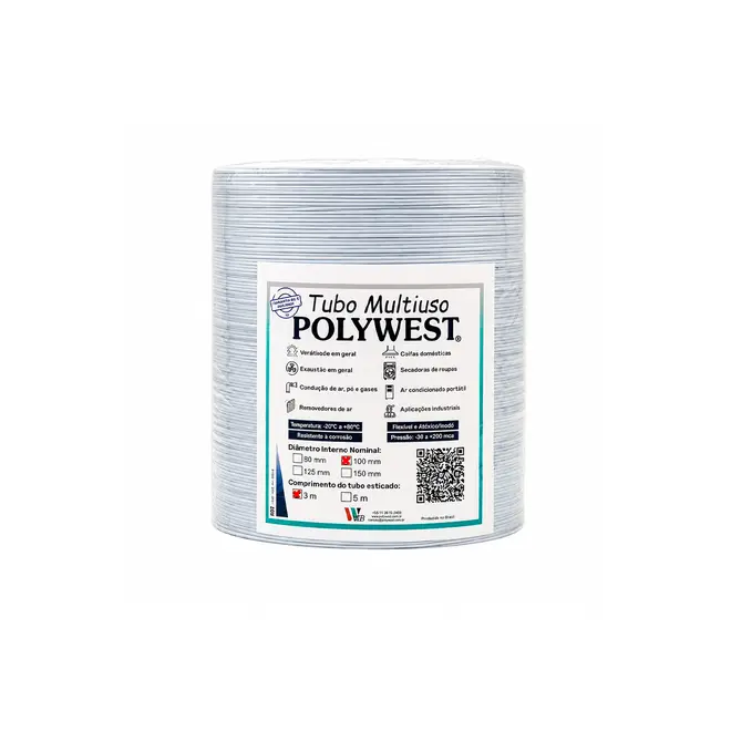 Tubo Plástico Multiuso Polywest 100 mm x 3 m Ventokit