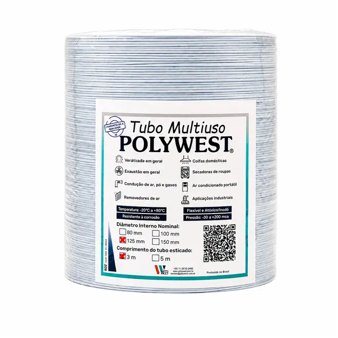 Tubo Plástico Multiuso Polywest 125 mm x 3 m Ventokit