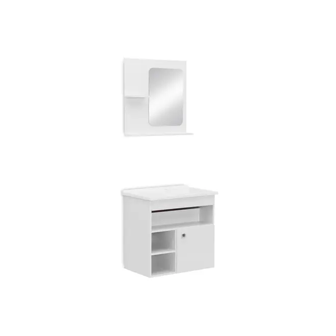 Kit Gabinete Banheiro Aura 60cm Branco Corso