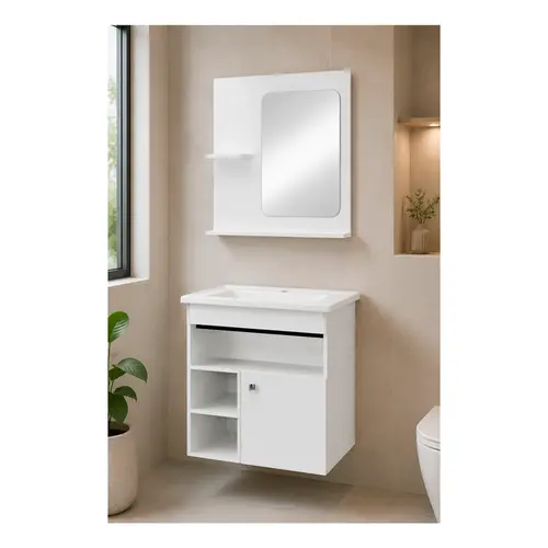 Kit Gabinete Banheiro Aura 60cm Branco Corso
