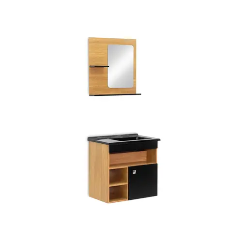 Kit Gabinete Banheiro Aura 60cm Freijó/Preto Corso