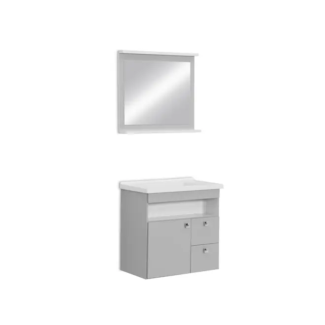 Kit Gabinete Banheiro Luna 60cm Cinza Claro Corso