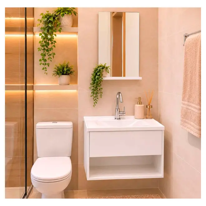 Kit Gabinete Banheiro Mavie 60 cm Branco Darabas