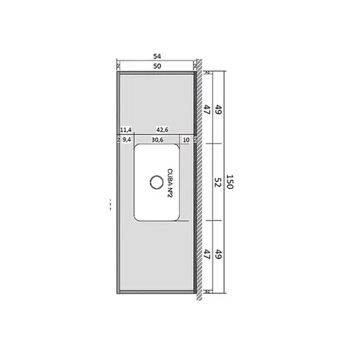 Pia de Cozinha Granito Rubi Marfim 1,50m RW
