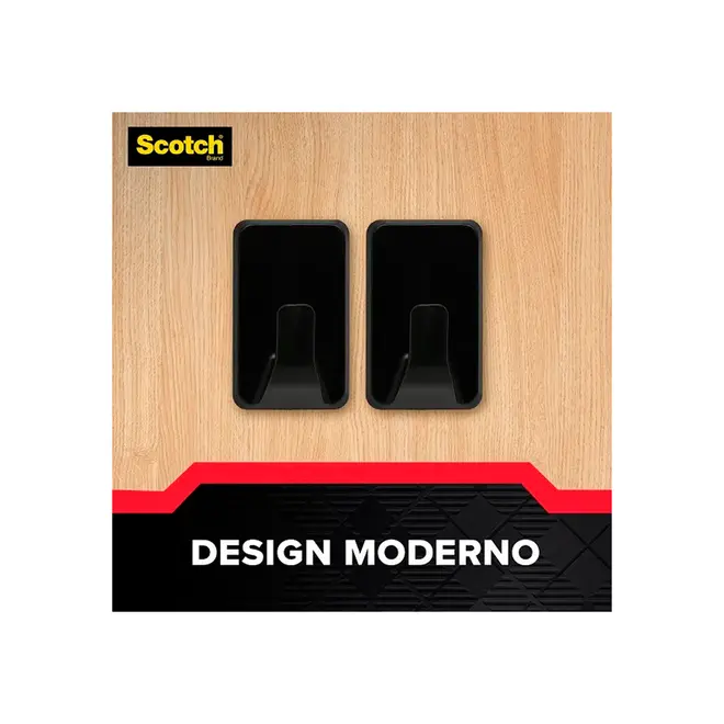 Gancho Scotch Médio 1Kg Preto 2Un. Autocolante 3M