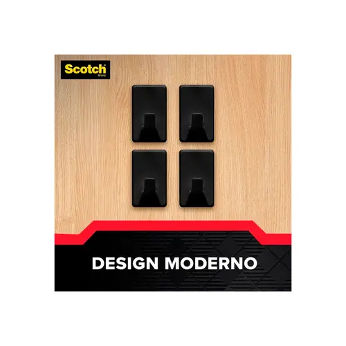 Gancho Scotch Pequeno 0,5Kg Preto 4un. Autocolante 3M