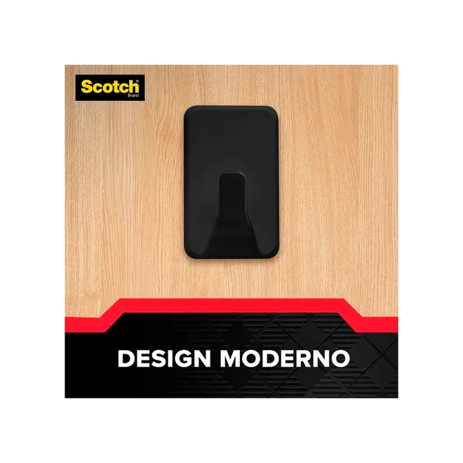 Gancho Scotch Grande 3kg Preto Autocolante 3M