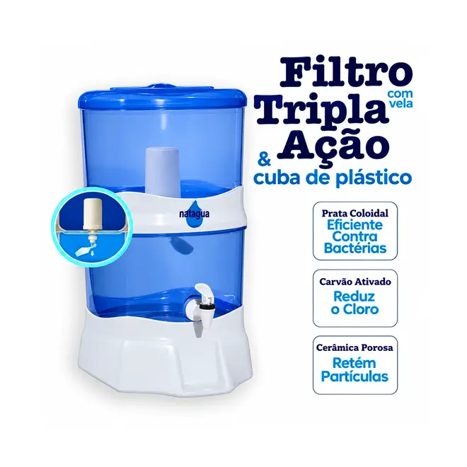 Filtro de Água Natalia 14L Cristal Branco Casfiltro