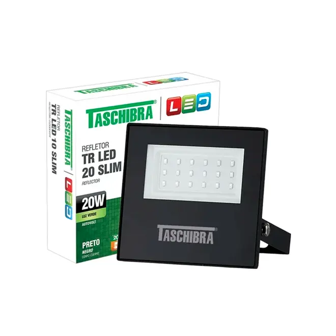 Refletor TR LED Slim 20W Luz Verde Taschibra