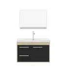 Kit Gabinete Banheiro Procion 62Cm Berlim/Preto Cerocha