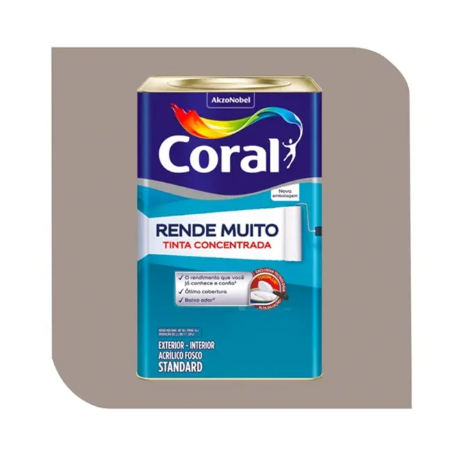 Tinta Acrilica Rende Muito 16L Madeira Acinzentada Coral