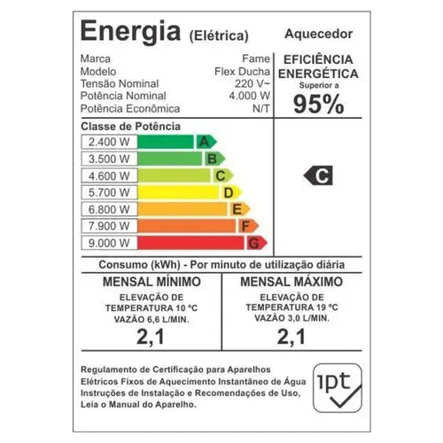 Ducha Higiênica 2 Temperaturas Flexducha Branca 220V 4000W Fame