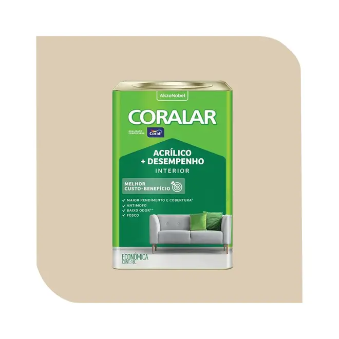 TINTA  ACRÍLICA CORALAR AREIA 18L CORAL