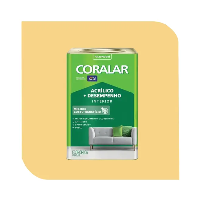 TINTA  ACRÍLICA CORALAR AMARELO CANÁRIO 18L CORAL