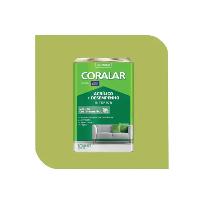 TINTA  ACRÍLICA CORALAR VERDE LIMÃO 18L CORAL