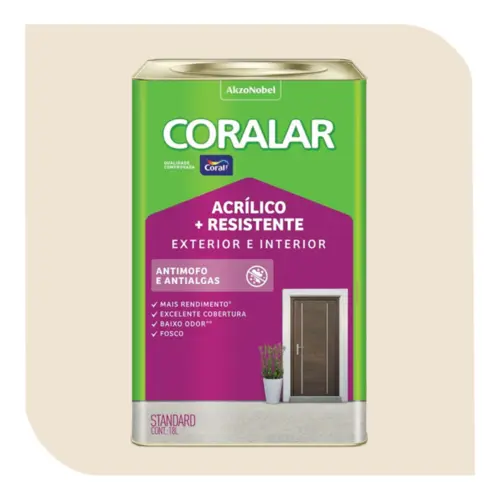 Tinta Acrílica Coralar +Resistente 18L Palha Coral