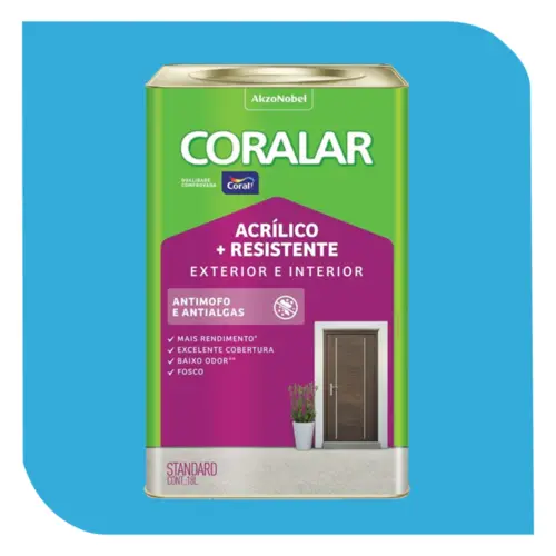 Tinta Acrílica Coralar +Resistente 18L Oceano Coral
