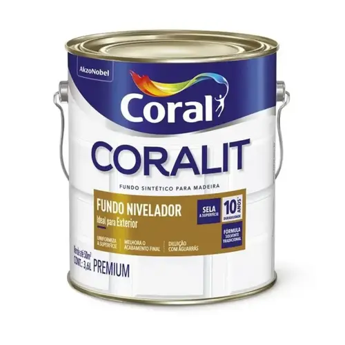 Fundo Sintético Nivelador Madeira Branco Coralit 3,6L Coral