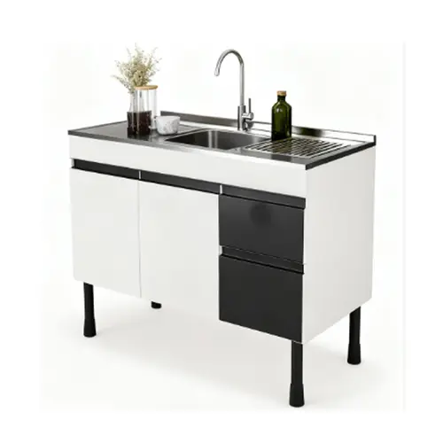 Gabinete de Cozinha Asteca 1,14m Branco/Preto Inove