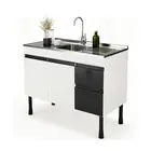 Gabinete de Cozinha Asteca 1,14m Branco/Preto Inove