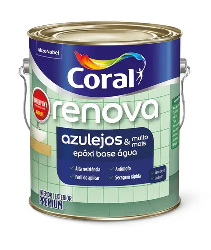Tinta Renova Azulejo Epoxy Base Água Brilhante Branco 3,6L Coral
