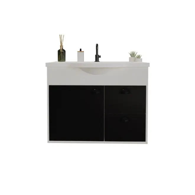 Toucador de Banheiro Mizar 60cm Branco/Preto Cerocha