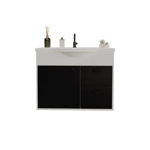 Toucador de Banheiro Mizar 60cm Branco/Preto Cerocha